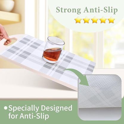 Drawer and Shelf Liner for Kitchen Cabinet: 17 in X 20 Ft Non Slip Waterproof Shelf Paper Non Adhesive Refrigerator Liners Light Grey Lattice Easy Liners for Bathroom