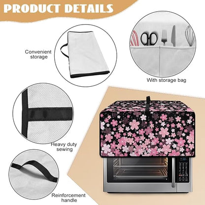Waterproof Toaster Oven Cover Cherry Blossom Print Dust-Proof Microwave Oven Grill Cover Protector with Top Handle Easy to Clean Decor Accessories for Kitchen, L