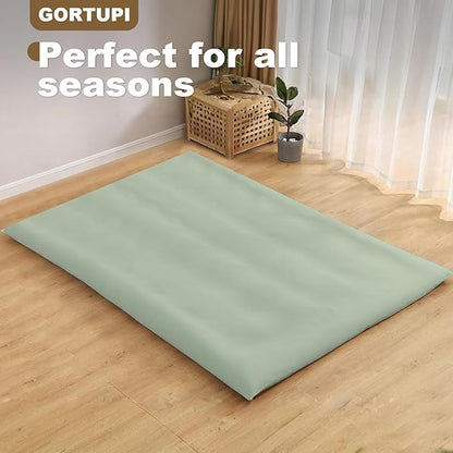 Floor Futon Cover King Size 84" L x 43" W Japanese Floor Futon Mattress Slipcover Tatami Mats Cover Washable Green