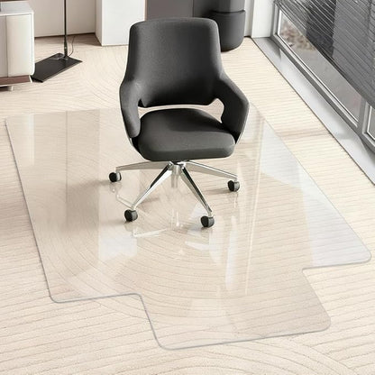 Tempered Glass Chair Mat with Lip, 53" x 45" Heavy-Duty Office Floor Protector for Under-Desk Reach, for Carpet & Hardwood, 1/5" Thick