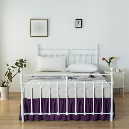 Bed Skirt Full Size Ruffled Bed Skirts with Split Corners, 14 Inch Drop Dust Ruffle Bed Skirt with Platform, Grape, 14'' Full