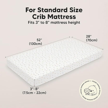 KeaBabies 2-Pack Baby Crib Sheets for Boys, Girls - 52x28 Viscose Derived from Bamboo Toddler Bed Sheets Neutral, Fitted Crib Mattress Cover for Standard Baby Bedding, Soft & Cozy (Meadow)