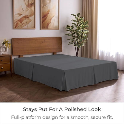 Mellanni Bed Skirt Full Size - Bed Skirting - 15-Inch Tailored Drop Pleated Dust Ruffle - Hotel Luxury Bedding - Wrinkle, Fade, Stain Resistant - 1 Bedskirt (Full, Gray)