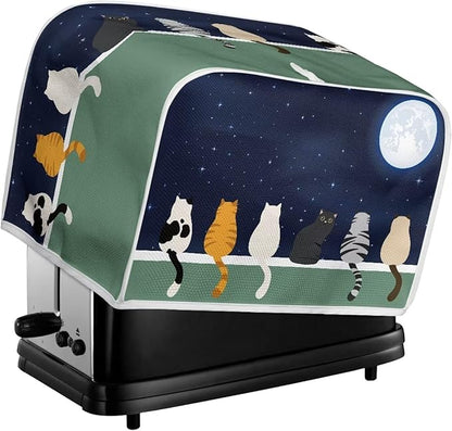 Galaxy Print Oven Cover Kitchen Bread Machine Protector, Moon Cat 2 Slice Toaster Cover for Home, Anti Dust Fingerprint Toaster Cover, Kitchen Small Appliance