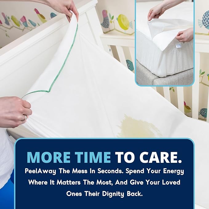 Peelaways Waterproof Disposable Bed Sheets – As Seen On Shark Tank | 5-Layer Absorbent Wellness Sheets for Elderly, Homecare, Hospital Use and Travel