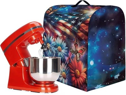 American Flag Stand Mixer Cover Dust Covers for 4.5qt-5qt Stand Mixer Daisy Butterfly Mixer Cover Protector Compatible with 4.5-5 Quart Kitchen Aid Mixer