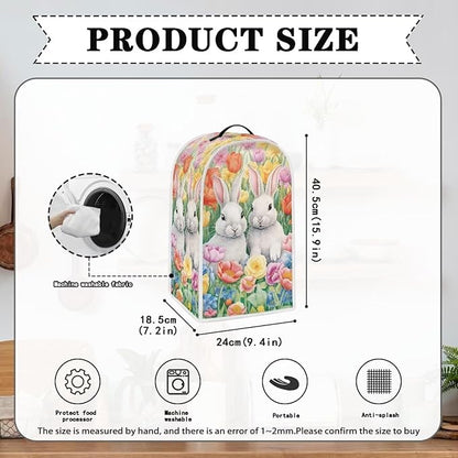 Easter Bunny Blender Cover Dust Cover Universal for Small Kitchen Appliance, Tulip Flower Food Processor Protector Cover Foldable Coffee Maker Cover Tabletop Decoration