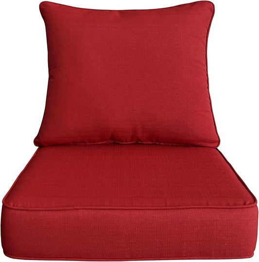 Goodgoods 24x24 inch Outdoor/Indoor Deep Seat Patio Cushion Set of 1 Resilient Foam Filling Water Repellent Stain-Resistant UV Resistant Weather Resistant Deep Seat Bottom Chili