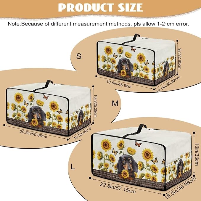 Dachshund Dog Sunflower Butterfly Print Microwave Oven Dust Cover Dustproof Microwave Toaster Oven Cover Polyester-Linen Fabric Kitchen Machine Covers for Toaster Oven Air Fryer, L