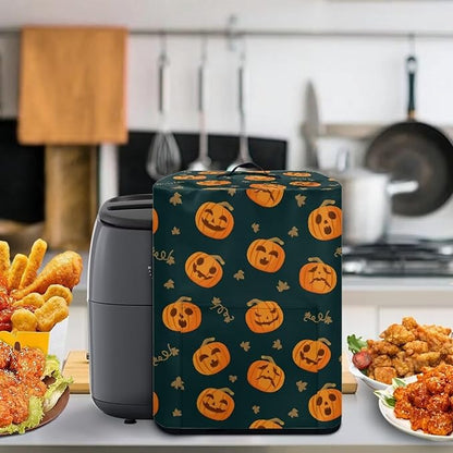 Air Fryer Cover Dust-Proof Kitchen Appliance Cover with Top Handle and Pockets Keep Kitchen Appliance Clean Washable Halloween Decoration, Funny Pumpkin
