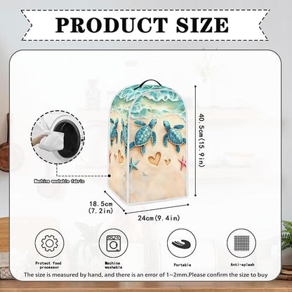 Talayituse Beach Turtle Starfish Heart Print Blender Dust Cover, Fingerprint Protection Cover for Stand Mixer or Coffee Machine, Home Kitchen Appliance Covers for Stain Dust Resistant Supplies