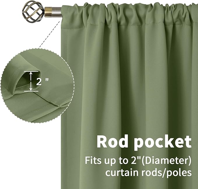 BGment Olive Green Blackout Curtains for Living Room - 84 Inch Length Thermal Insulated Drapes with Rod Pocket Room Darkening Privacy for Dining Bedroom, 2 Panels, 52 x 84 Inch