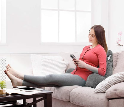 Nestl Reading Pillow with Shredded Memory Foam, Designed for Sitting Up in Bed and Couch, Back and Arms Adjustable Support for Adult & Teens Backrest Pillows for Reading, with Washable Cover Dark Grey