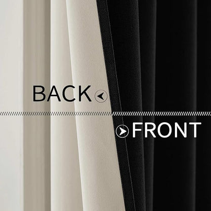MIULEE Linen Texture 90 Inches Curtains for Bedroom 100% Blackout Thermal Insulated Halloween Black Curtains Grommet Room Darkening Drapes for Living Room Nursery 52x90 Inch (2 Panels)