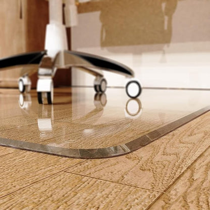 Beveled Edge Irregular Office Chair Mat for Carpet or Hardwood Floor Crystal Clear 46" x 55" for a Smooth Glide and Easy Roll On/Off, Heavy Duty and Non-Slip Floor Chair Mat