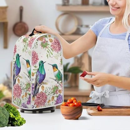 Floral Hummingbird Print Blender Covers for Kitchen,Blender Dust Cover Stand Mixer Coffee Maker Covers Anti Fingerprint Polyester Dust Proof Stain Resistant Blender Covers