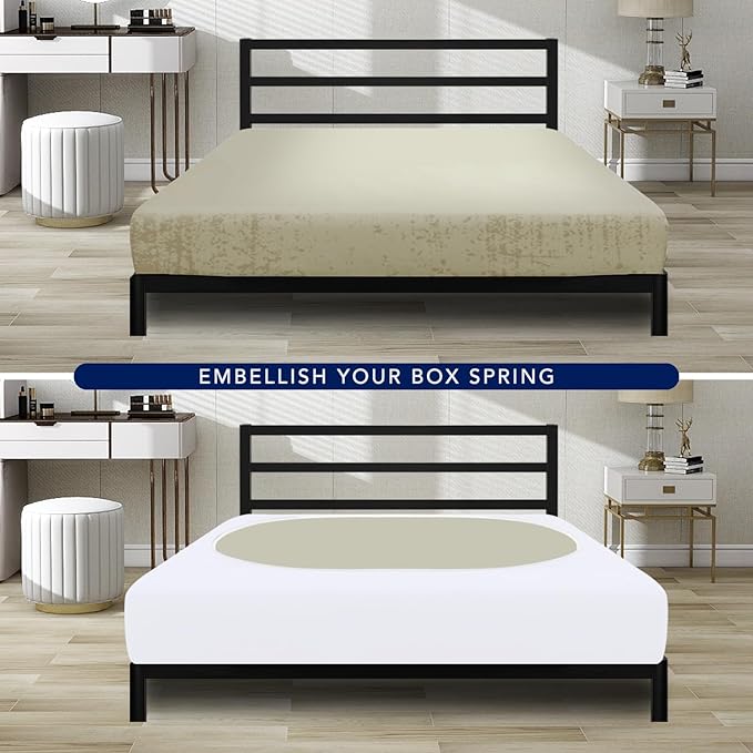 PureFit Stretchy Box Spring Cover Twin - Elastic Fitted Box Spring Wrap Around 4 Sides, Wrinkle & Fading Resistant Fits Twin Size Beds, White