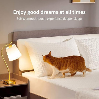 CoolShields Pillow Protector (2 Pack) Standard – Waterproof Zippered Pillow Covers, Hypoallergenic, Premium Pillowcase Encasement for Better Sleep