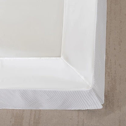 Twin Bed Skirt, Wrap Around Bed Skirt with Pleated Corner, 12 Inch Drop Pleated Waffle Weave Bedskirts, Anti-Slip, Microfiber, White, 12'' Twin