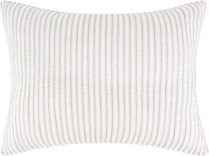 Levtex Home Tobago Stripe Taupe Reversible Twin XL/Twin Quilt Set (68x86in) with 1 Pillow Sham (26x20in) - Striped - Taupe, White - Cotton Twin Size Quilt Bedding Set - Lightweight, Soft, Pre-Washed