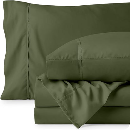 Bare Home Full Sheet Set - Luxury 1800 Ultra-Soft Microfiber Full Bed Sheets - Double Brushed - Deep Pockets - Easy Fit - 4 Piece Set - Bedding Sheets & Pillowcases (Full, Cypress)