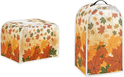 Fall Maple Leaves Print Thanksgiving Appliance Covers Set Washable Kitchen Blender Dust Cover Bread Maker Toaster Cover 4 Slice Kitchen Accessories
