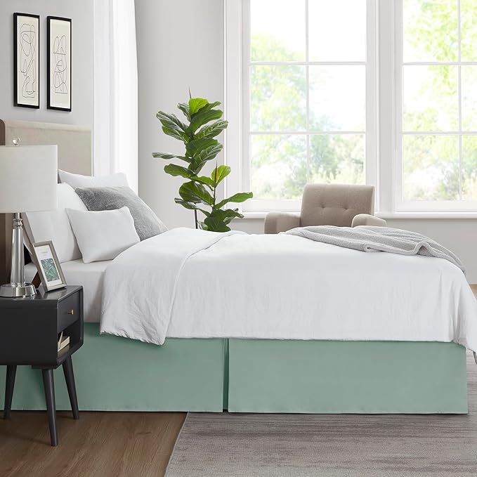 Nestl Beach Blue Bed Skirt Queen Size - Queen Bed Skirt 14 Inch Drop - Brushed Microfiber Bed Skirts - Hotel Quality Pleated Bed Skirt - Shrinkage & Fade Resistant