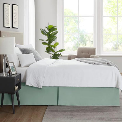 Nestl Sage Green Bed Skirt King Size - King Bed Skirt 14 Inch Drop - Brushed Microfiber Bed Skirts - Hotel Quality Pleated Bed Skirt - Shrinkage & Fade Resistant