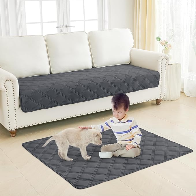 Smiry Waterproof Dog Bed Cover Blanket 40x70, Soft Reversible Pet Blanket, Washable Leakproof Cats Dogs Couch Cover for Sofa, Couch, Furniture, Lattice, Dark Grey/Dark Grey