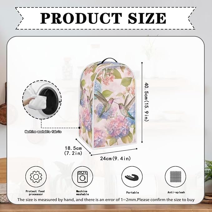 Hummingbird Kitchen Blender Cover Toaster Cover 4 Slice Washable Kitchen Accessories Flower Pattern Small Appliance Protector Dustproof Covers