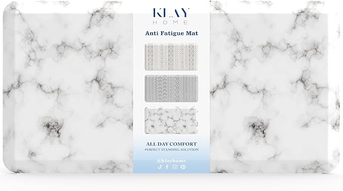 Klay Home Kitchen mats for Floor Anti Fatigue, 3/4" Thick 100% PU Memory Foam Kitchen mat, Padded Kitchen mat, Cushion Kitchen Sink Rug - Waterproof - Non-Slip - Well-Made (Medium 20" x 39", Marble)
