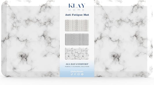 Klay Home Kitchen mats for Floor Anti Fatigue, 3/4" Thick 100% PU Memory Foam Kitchen mat, Padded Kitchen mat, Cushion Kitchen Sink Rug - Waterproof - Non-Slip - Well-Made (Medium 20" x 39", Marble)