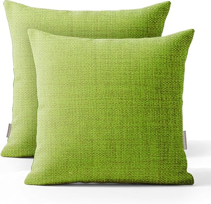 Haven & Glow Decorative Throw Pillow Cover – Square Cushion Case with Zipper | Modern Sofa, Couch & Bed Accent Pillow Covers for Living Room, Bedroom & Home Decor | 18 x 18 inches – Green – Pack of 2