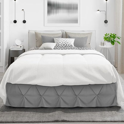 Nestl Dark Grey Bed Skirt Twin Size, Pinch Pleat Twin Bed Skirt, 14" Inch Drop Twin Bedskirt, Hotel Quality Dark Grey Bed Skirts, Premium Microfiber Bedskirt for Twin Bed, Dark Grey Twin Bed Skirt