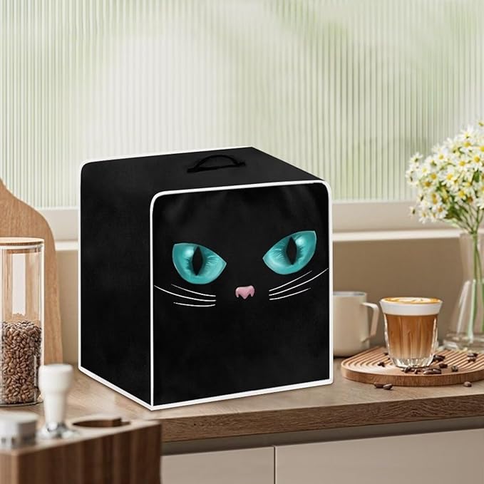 Mumeson Black Cat Coffee Maker Cover Kitchen Stand Mixer or Coffee Maker Covers Waterproof Dust Cover Kitchen Appliance Case Kitchen Tool with Top Handle