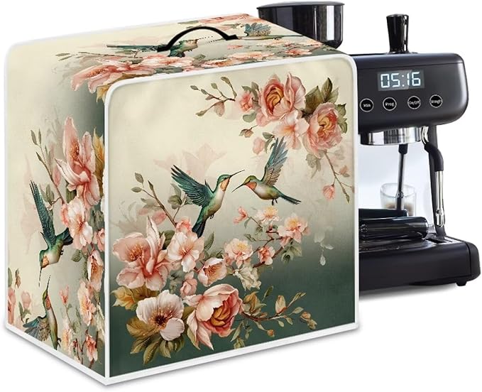 Coffee Maker Cover Protector Hummingbird Floral Kitchen Appliance Dust Cover Waterproof Folding Protector
