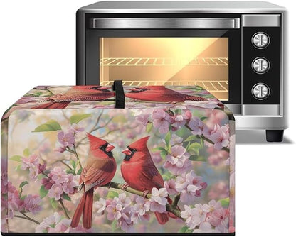 Microwave Ovens Dust Cover, Red Cardinal Polyester Waterproof Countertop Microwave Dust Cover Dustproof Tear-Resistant for Most Standard Sizes Easy to Clean