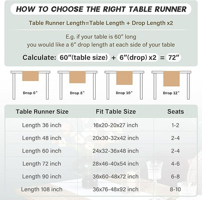 NEWISHER Farmhouse Rustic Table Runner Solid Flaxen Rectangular Table Runners Faux Linen Table Runner for Everyday Use Kitchen Dining Party Table 13x72 Inch