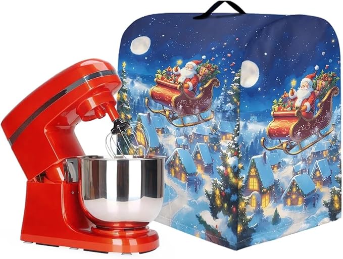 Christmas Stand Mixer Covers Kitchen Appliance Dust Cover Protective Santa Claus Mixer Cover Compatible with 4.5-5 Quart Kitchen Aid Mixer
