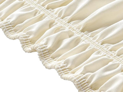 Ivory Wrap Around Bed Skirts with 16" Drop - Three Sides Fabric Adjustable Elastic Dust Ruffle Silky Soft -600 TC Stretchy Bed Skirt-Twin XL(39"X 80") Ivory