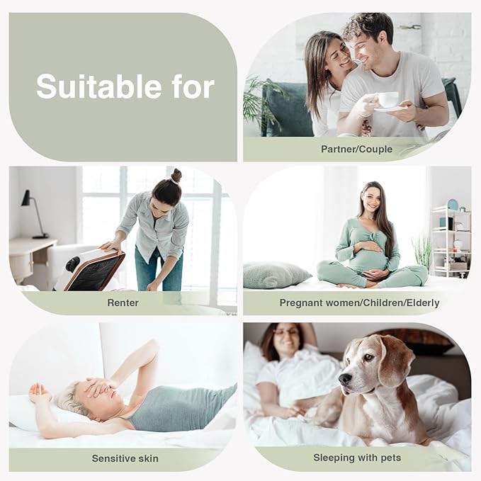 Novilla California King Mattress Topper, Extra Thick Pillow Top Mattress Pad with Down Alternative, Breathable Mattress Cover with for 8-21", Machine Washable Fitted Mattress Protector – Green-White