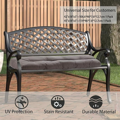 FUNHOME Outdoor Bench Cushion 48 x18 inch with Non-Slip Grips,Water Resistant Porch Swing Cushion,Bench Pillow Pads,Tufted Cushions for Patio Garden Furniture,48" Seat Cushions(Granny Gray)