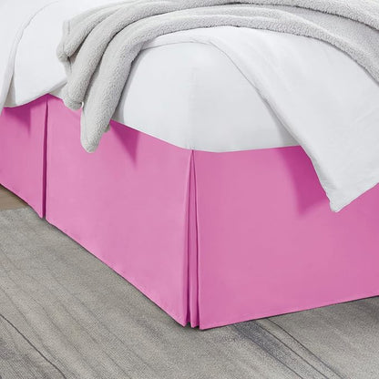 Nestl Light Pink Full XL Bed Skirt - Full XL Size Bed Skirt 14 Inch Drop - Brushed Microfiber Bed Skirts - Hotel Quality Pleated Bed Skirt - Shrinkage & Fade Resistant