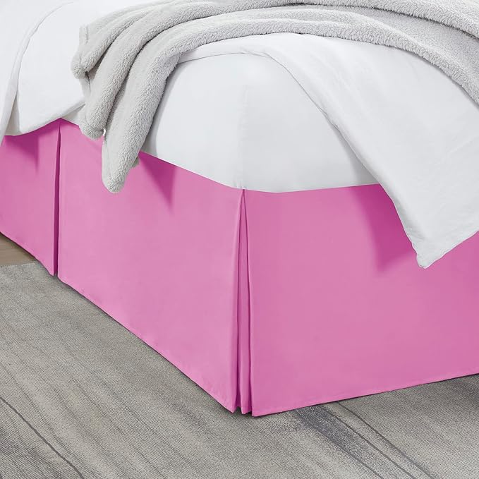 Nestl Light Pink Twin Bed Skirt - Twin Size Bed Skirt 14 Inch Drop - Brushed Microfiber Bed Skirts - Hotel Quality Pleated Bed Skirt - Shrinkage & Fade Resistant