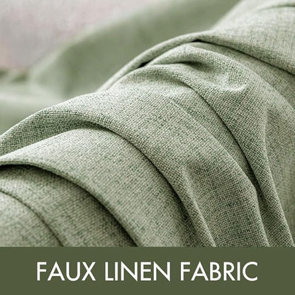 MIULEE Linen Texture Curtains for Bedroom Solid 100% Blackout Thermal Insulated Sage Green Curtains Grommet Room Darkening Drapes for Living Room Nursery 52x63 Inch (2 Panels)