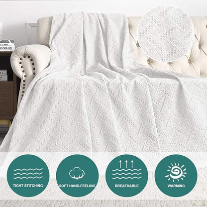 MYSKY HOME White Geometrical Sofa Covers, Sectional Couch Covers for 2 Cushion Couch Couch Cover Living Room Sofa Throws Sofa Slipcovers for Pets, Kids (Large, 71" x 102", White)