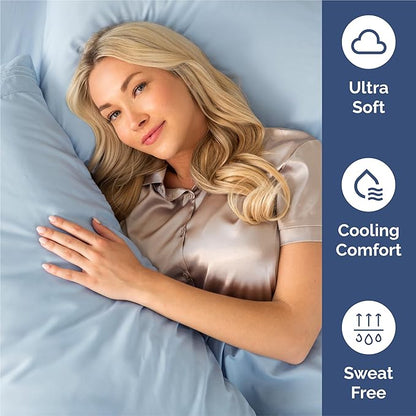 Split King Size 5 Piece Sheet Set - Comfy Breathable & Cooling Bed Sheets Set - Hotel Luxury Bedding for Women, Men, Kids, Teens, Boys & Girls - Deep Pockets, Soft, Wrinkle Free - Oeko-Tex - Sky Blue