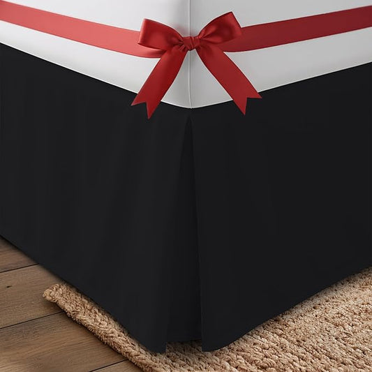 Utopia Bedding Twin Bed Skirt - Soft Quadruple Pleated Ruffle - Easy Fit with 15 Inch Tailored Drop - Hotel Quality, Shrinkage and Fade Resistant (Twin, Black)
