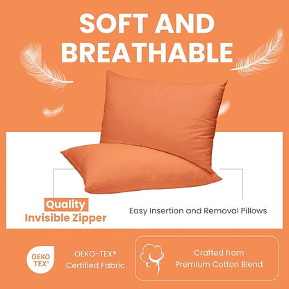 Haven & Glow Decorative Throw Pillow Cover – Rectangular Cushion Case with Zipper | Modern Sofa, Couch & Bed Accent Pillow Covers for Living Room, Bedroom & Home Decor | 20 x 12 Inch – Orange – 2 Pack