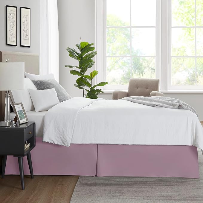 Nestl Dusty Purple Bed Skirt Cal King Size - Cal King Bed Skirt 14 Inch Drop - Brushed Microfiber Bed Skirts - Hotel Quality Pleated Bed Skirt - Shrinkage & Fade Resistant